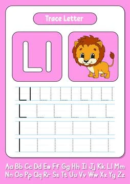 Writing letters. Tracing page. Practice sheet. Worksheet for kids. Learn alph Stock Illustration
