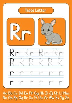 Writing letters. Tracing page. Practice sheet. Worksheet for kids. Learn alph 库存插图