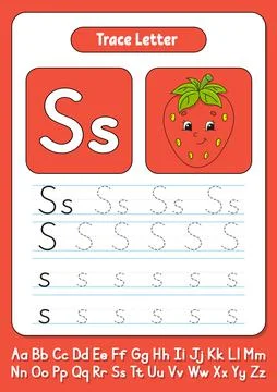 Writing letters. Tracing page. Practice sheet. Worksheet for kids. Learn alph Stock Illustration