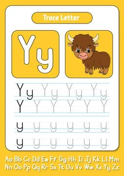 Writing letters. Tracing page. Practice sheet. Worksheet for kids. Learn alph Stock Illustration