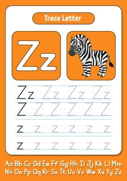 Writing letters. Tracing page. Practice sheet. Worksheet for kids. Learn alph Stock Illustration