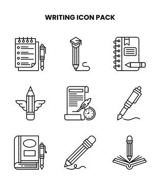 Writing Line Bundle Icons Pack Stock Illustration