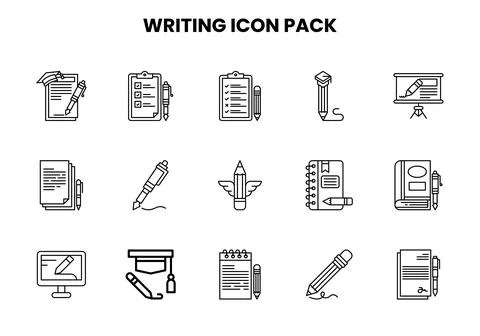 Writing Line Design Icons Pack Stock Illustration