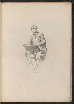 Writing man. Leaf 8 Recto from a sketchbook with 33 sheets and 10 loose dr... Fotos Stock