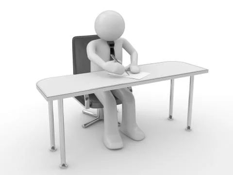 Writing man at workplace Stock Illustration