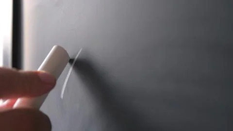 Writing a math formula with a chalk on a blackboard. Education, school, business Stock Photos