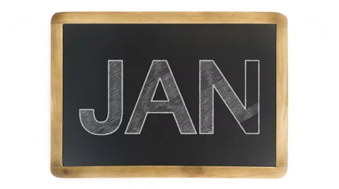 Writing months on a chalkboard Stock Footage 60672846