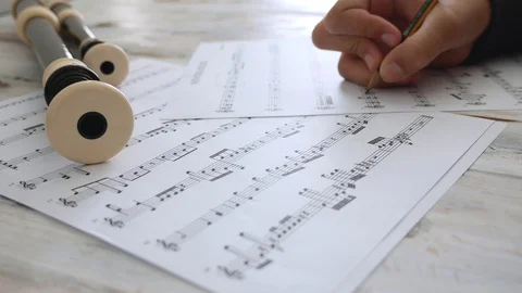 Writing music Stock Footage 129468389