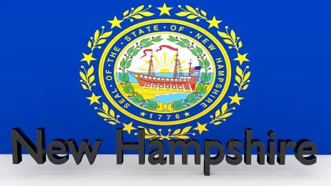 Writing with the name of the us state new hampshire made of dark metal  in fr Stock Illustration