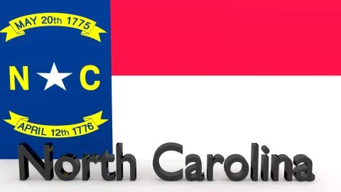 Writing with the name of the us state north carolina made of dark metal  in f Stock Illustration