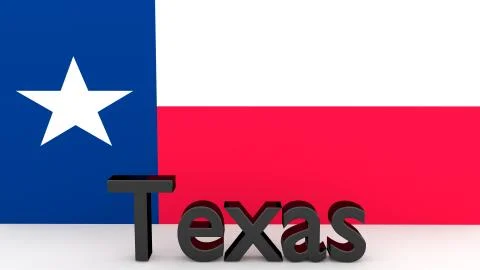 Writing with the name of the us state texas made of dark metal  in front of s Stock Illustration