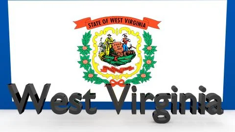 Writing with the name of the us state west virginia made of dark metal  in fr Stock Illustration