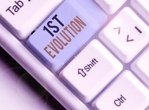 Writing note showing 1St Evolution. Business photo showcasing Change in the 스톡 사진