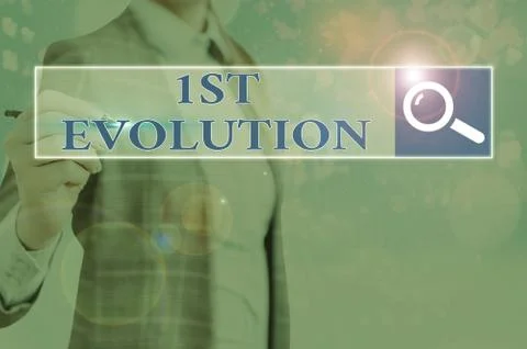 Writing note showing 1St Evolution. Business photo showcasing Change in the Fotos de archivo