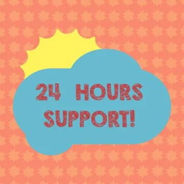 Writing note showing 24 Hours Support. Business photo showcasing services Stock Illustration