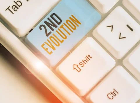 Writing note showing 2Nd Evolution. Business photo showcasing change in the 스톡 사진