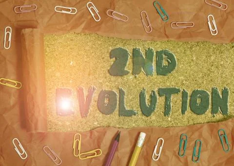 Writing note showing 2Nd Evolution. Business photo showcasing change in the 스톡 사진