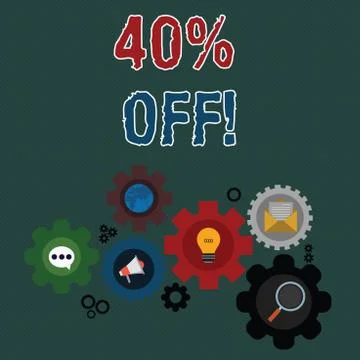 Writing note showing 40 Percent Off. Business photo showcasing 40 percent Illustrazione stock