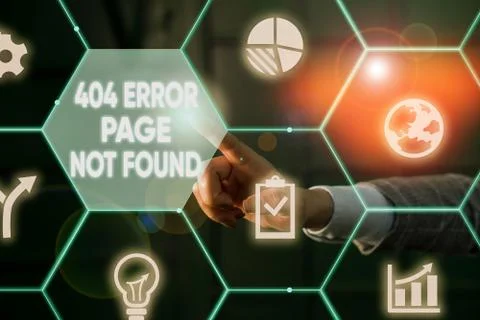 Writing note showing 404 Error Page Not Found. Business photo showcasing Webpage Stock-Fotos