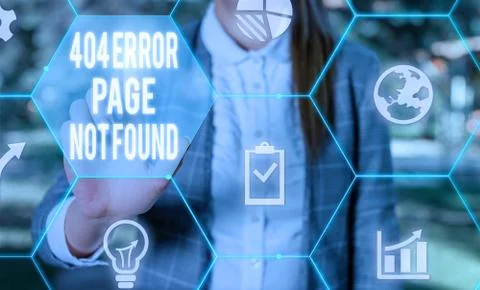 Writing note showing 404 Error Page Not Found. Business photo showcasing Webpage Stock-Fotos