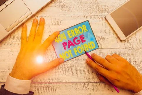 Writing note showing 404 Error Page Not Found. Business photo showcasing Webpage Stock-Fotos