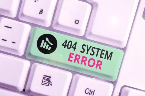 Writing note showing 404 System Error. Business photo showcasing message appears Foto stock