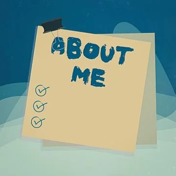 Writing note showing About Me. Business photo showcasing telling someone list of Illustrazione stock