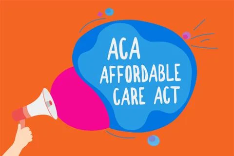 Writing note showing Aca Affordable Care Act. Business photo showcasing provi Stock Illustration