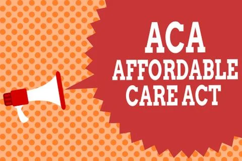 Writing note showing Aca Affordable Care Act. Business photo showcasing provi Stock Illustration