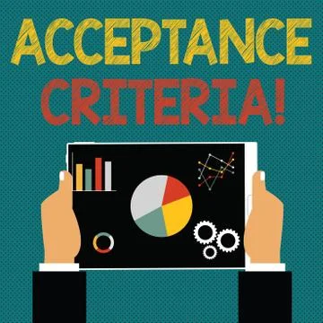 Writing note showing Acceptance Criteria. Business photo showcasing condition Stockillustratie