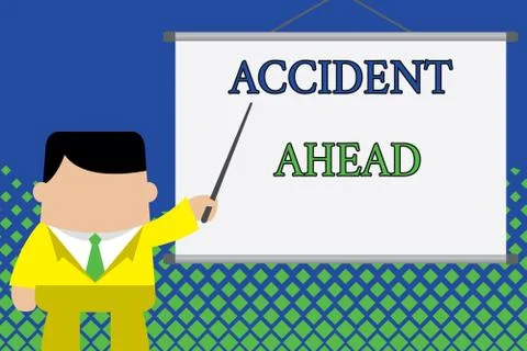 Writing note showing Accident Ahead. Business photo showcasing Unfortunate event Stock Illustration