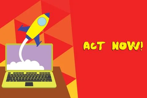 Writing note showing Act Now. Business photo showcasing do not hesitate and イラスト素材