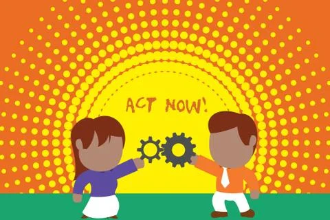 Writing note showing Act Now. Business photo showcasing do not hesitate and Stock Illustration