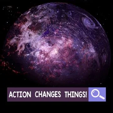 Writing note showing Action Changes Things. Business photo showcasing start Stock Photos