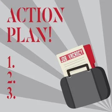 Writing note showing Action Plan. Business photo showcasing proposed strategy or Illustrazione stock
