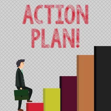 Writing note showing Action Plan. Business photo showcasing proposed strategy or イラスト素材