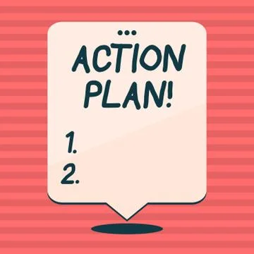 Writing note showing Action Plan. Business photo showcasing proposed strategy Stockillustratie