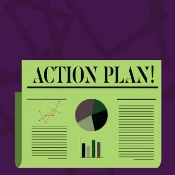 Writing note showing Action Plan. Business photo showcasing proposed strategy イラスト素材