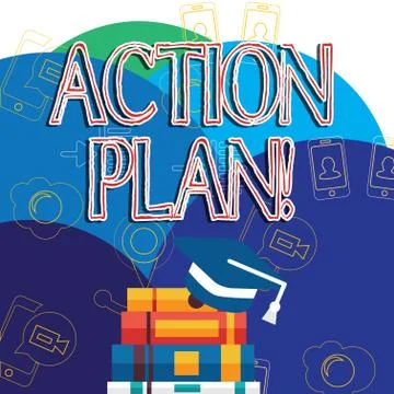 Writing note showing Action Plan. Business photo showcasing proposed strategy イラスト素材