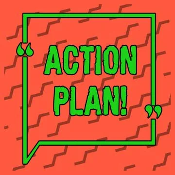 Writing note showing Action Plan. Business photo showcasing proposed strategy Stockillustratie