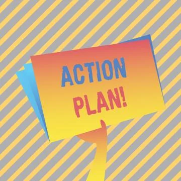 Writing note showing Action Plan. Business photo showcasing proposed strategy or Stock Illustration