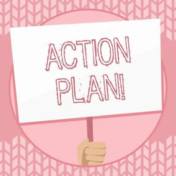 Writing note showing Action Plan. Business photo showcasing proposed strategy or Stockillustratie