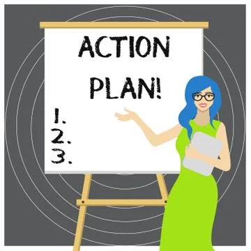 Writing note showing Action Plan. Business photo showcasing proposed strategy or Stock Illustration