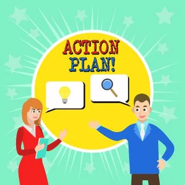 Writing note showing Action Plan. Business photo showcasing proposed strategy or Stockillustratie