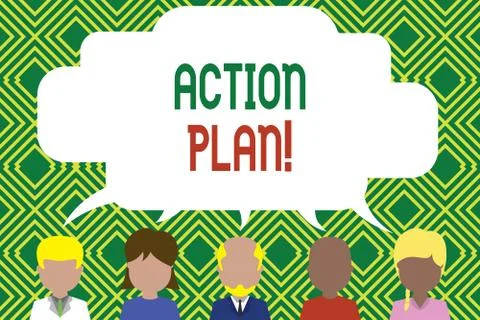 Writing note showing Action Plan. Business photo showcasing proposed strategy or Stockillustratie