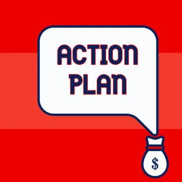 Writing note showing Action Plan. Business photo showcasing proposed strategy or Stockillustratie