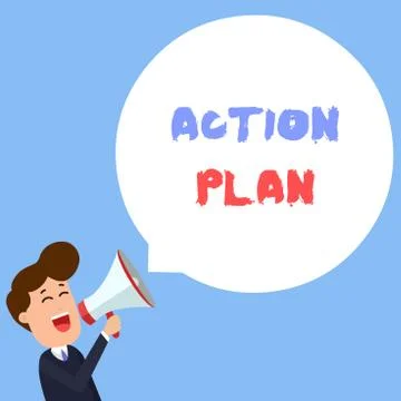 Writing note showing Action Plan. Business photo showcasing proposed strategy or Stock Illustration