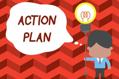 Writing note showing Action Plan. Business photo showcasing proposed strategy or Stock Illustration