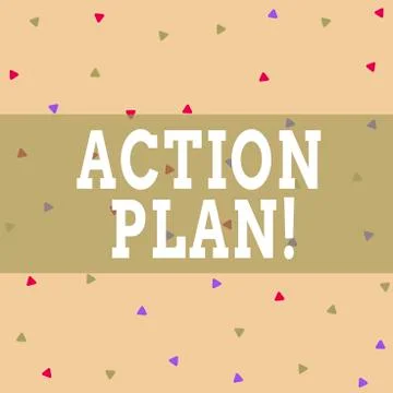 Writing note showing Action Plan. Business photo showcasing proposed strategy or Stock Illustration