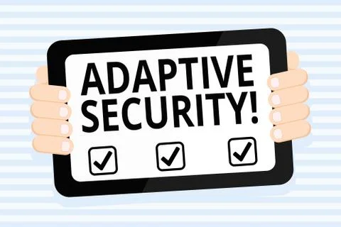 Writing note showing Adaptive Security. Business photo showcasing analyzes Illustrazione stock